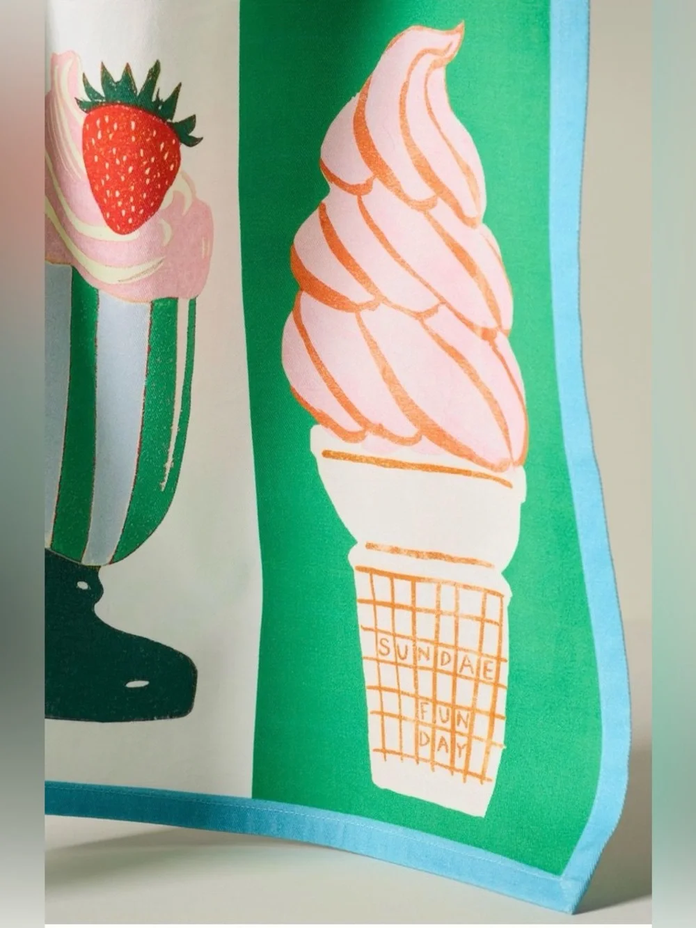 Anthropologie Sundae Funday Dish Towel , New With Tags